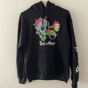 Rick And Morty graphic long sleeve hoodie. Color black size small.